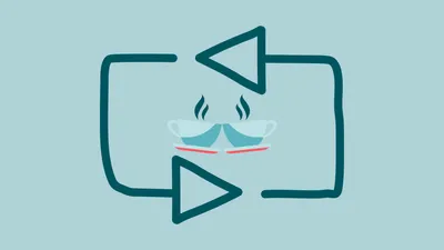 Zu sehen sind Pfeile, die kreisgerichtet zeigen und zwei Kaffeetassen