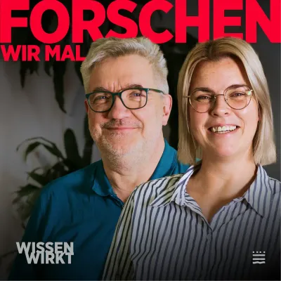 Headerbild vom Podcast Wissen Wirkt mit den beiden Interviewten Prof. Dr. med. Thomas Schrader (THB) und Mareen Curran
